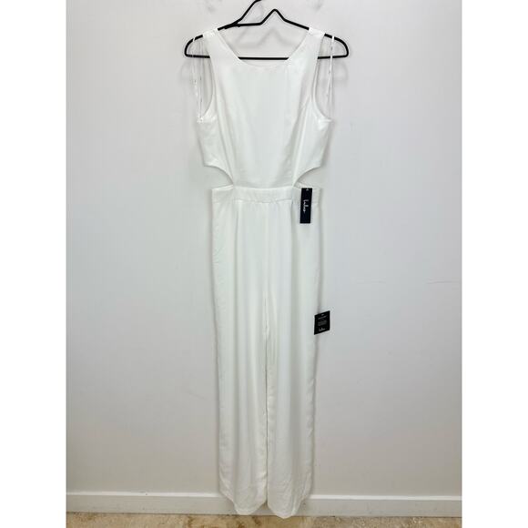 Lulus Moments to Remember White Sleeveless Wide Leg Cutout Jumpsuit Small NWT - Picture 5 of 11